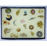 A collection of brooches