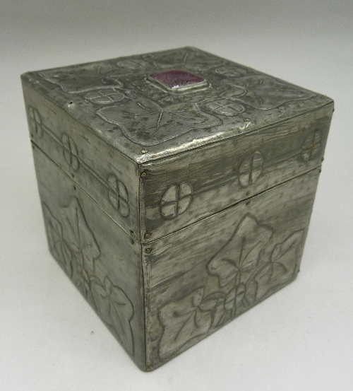 An Art Nouveau pewter box, height 8. - Image 2 of 5