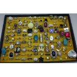 A large collection of costume rings