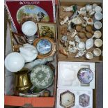 Wade whimsies, Lladro Goebel, Royal Albert, Wedgwood Jasperware, three musical trinket pots, etc.