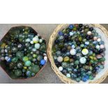 A collection of glass marbles