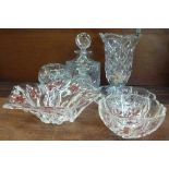 Three items of Waltherglas, a Waterford Marquis crystal vase, etc.