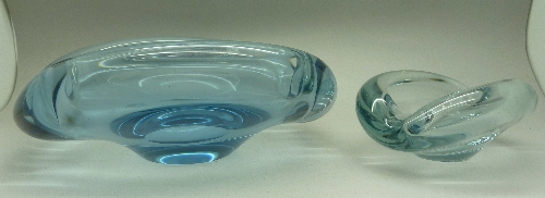 Two signed 1950's Holmegaard glass bowls by Per Lutken in aqua blue, - Image 2 of 4