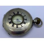 A silver half hunter pocket watch, case back bears monogram,