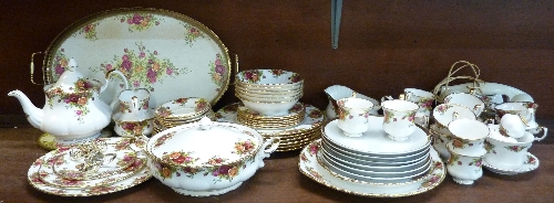 Royal Albert Old Country Roses dinner and teaware comprising six large plates, side plates,