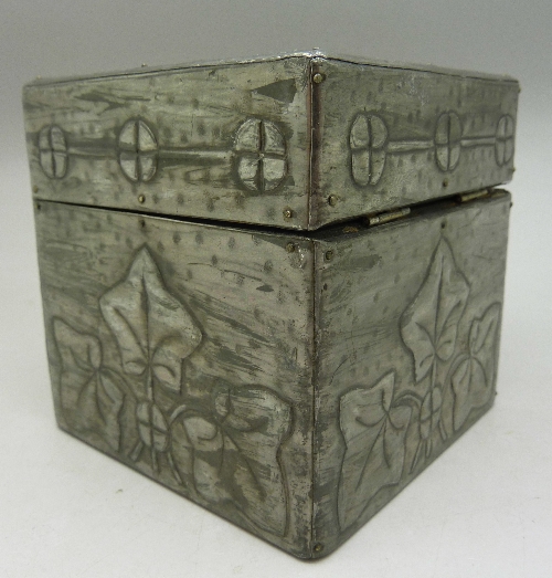 An Art Nouveau pewter box, height 8. - Image 5 of 5