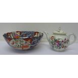 An Imari bowl and an oriental teapot
