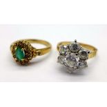 Two 9ct gold stone set rings, weight 5.