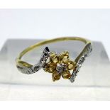 A 9ct gold, citrine and diamond ring, weight 0.