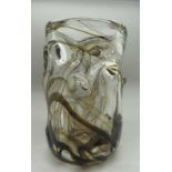 A Whitefriars glass 1960's knobbly vase in streaky brown, pattern no.