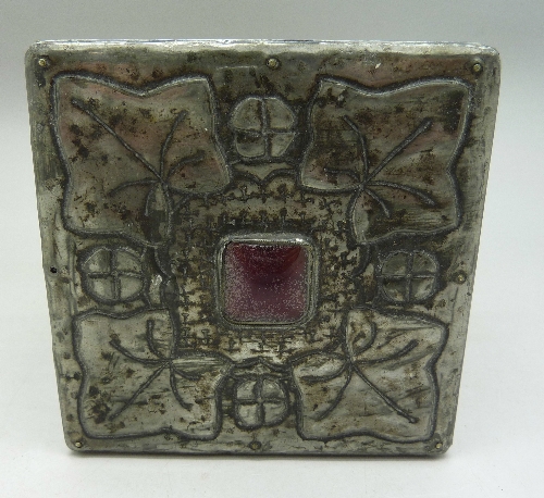 An Art Nouveau pewter box, height 8. - Image 4 of 5