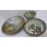 Three art pottery bowls