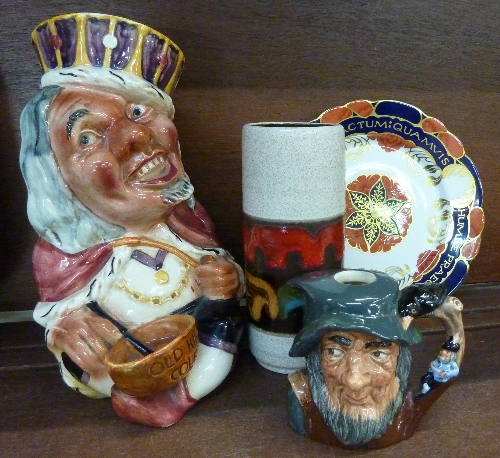 A Shorter Old King Cole Toby jug, a Royal Doulton Rip Van Winkle, a/f,