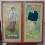 A pair of golfing prints