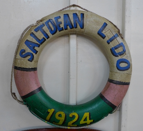 A painted Saltdean Lido life buoy