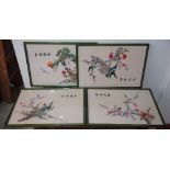 Four Chinese embroideries on silk
