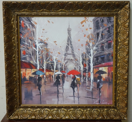 A Paris street landscape, oil on canvas,