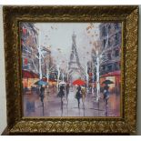 A Paris street landscape, oil on canvas,