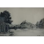 A signed Walter Towers etching, On the Forth, dated 1928,