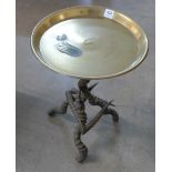 A 19th Century brass occasional table with an antler base