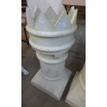 A crown top chimney pot