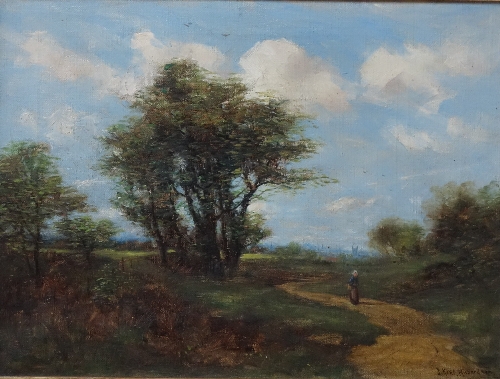 Joseph Kent Richardson (1877-1972), landscape with figure on a country lane, oil on canvas,