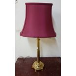 A brass table lamp