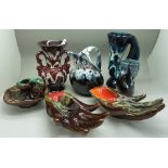 Two Vallauris pottery hands, one a/f, a jug a/f,