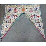 A late 19th Century, early 20th Century Hindu embroidered tent flap,