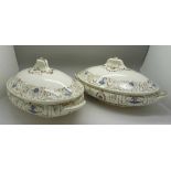 A pair of Victorian Mintons tureens,