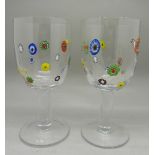 Two large glass wines with millefiori decoration,