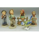 Five Goebel figures including Globe Trotter, Just Resting, Be Patient,