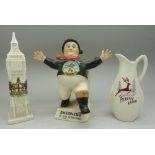 A crested City of London 'Big Ben', a Skegness figure, a/f,