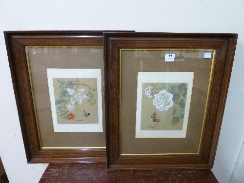A pair of 20th Century Chinese paintings on silk,