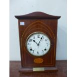 An early 20th Century American inlaid mahogany mantel clock