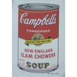 Andy Warhol (1928 - 1987), Campbell's New England Clam Chowder Soup, limited edition lithograph,