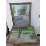 Dennis Spencer Dixon, Rue De La Bonne, Paris, and another landscape, oil on board,