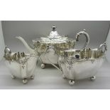 An early 20th Century three piece plated tea service, marked L & Co.