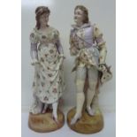 A pair of 19th Century Austrian figures, a/f, height 36.