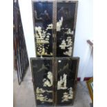 A set of four lacquered chinoiserie panels