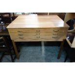 A mahogany three drawer plan chest
