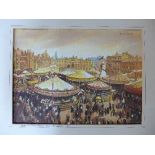 David Coupe, Goose Fair in the Market Place 1906, modern watercolour,