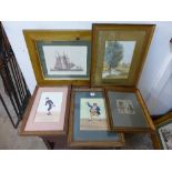 Three humorous prints, a river landscape,