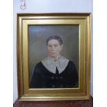 19th Century English School, portrait of a lady, oil on board, indistinctly signed,