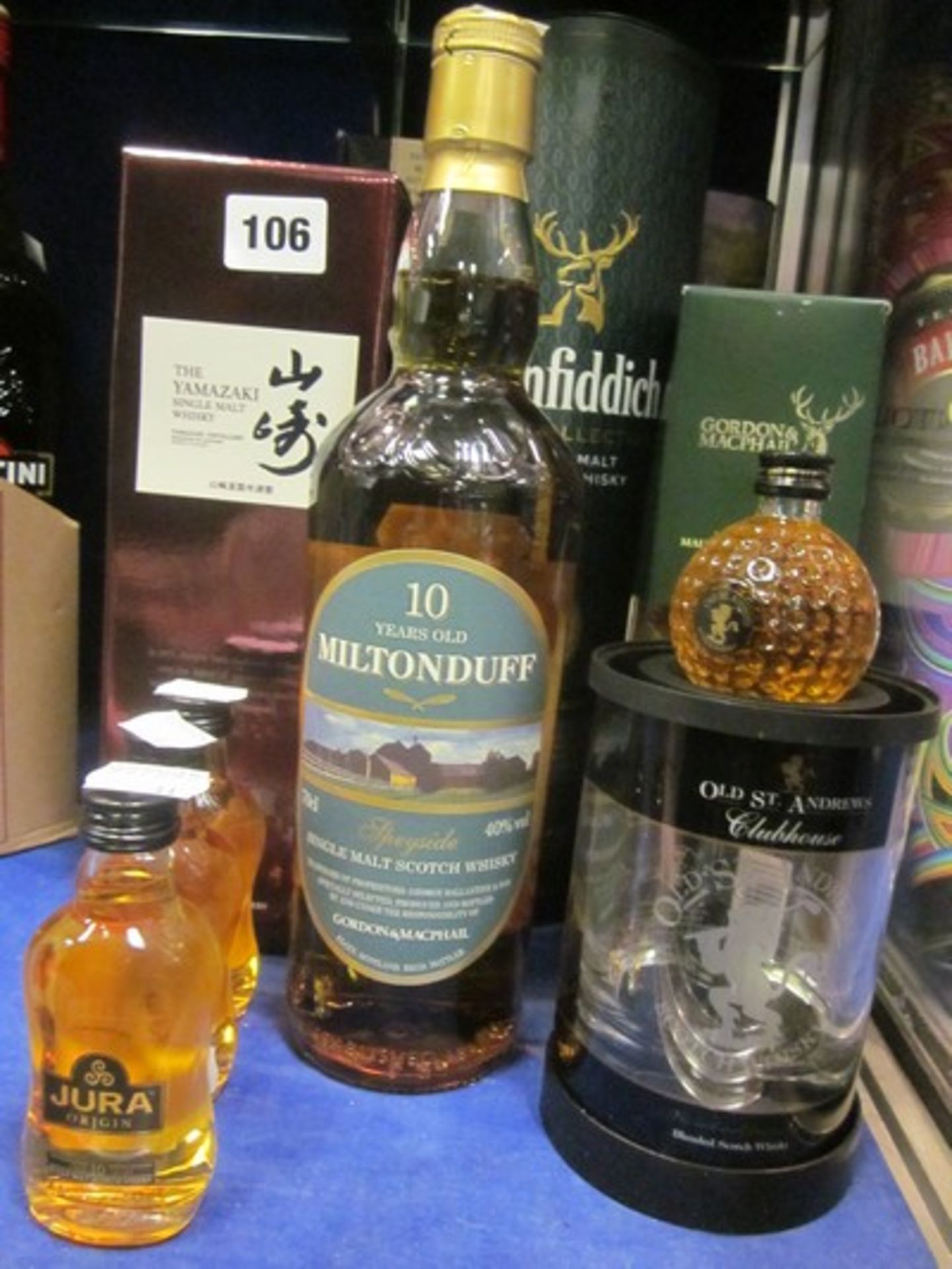 *A selection of single malt whiskies, to include Tomintoul (700ml), Blair Athol (700ml), Glenfiddich