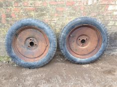 PR Three Stud Steel Wheels on Dunlop Land/ Road 29 x 5 Tyres. Location Sutton Bridge, Lincolnshire.