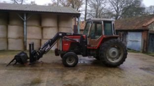 Massey Ferguson 698 tractor with detachable Chief Super 16 loader. Location: Litcham, Norfolk.