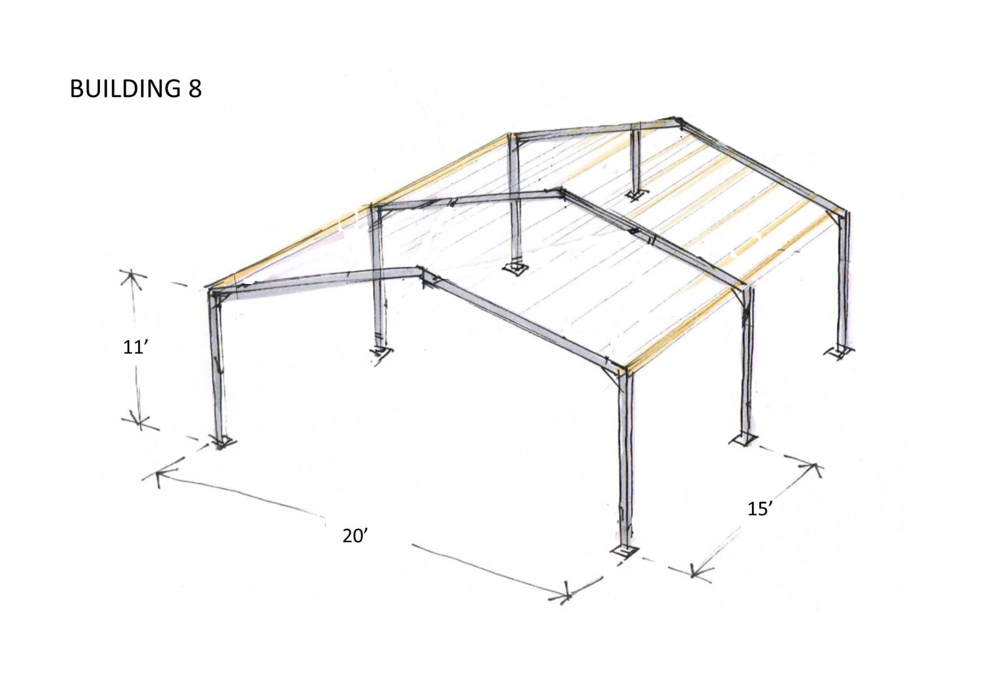 Steel framed building 30ft long x 20ft wide x 11 ft @eaves - Image 6 of 7