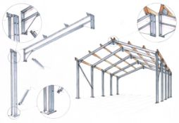 Steel framed building 60ft long x 30 ft wide x 16 ft @ eaves 12 .5 deg roof pitch