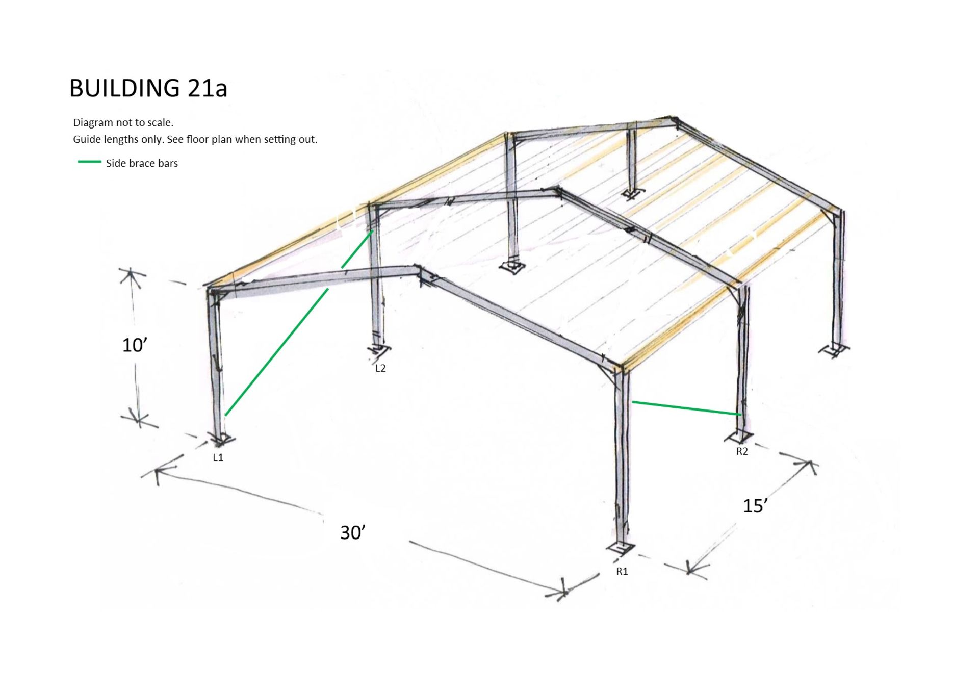 Steel framed building 30ft long x 30 ft wide x 10 ft @ eaves 12 .5 deg roof pitch purlins - Image 8 of 8